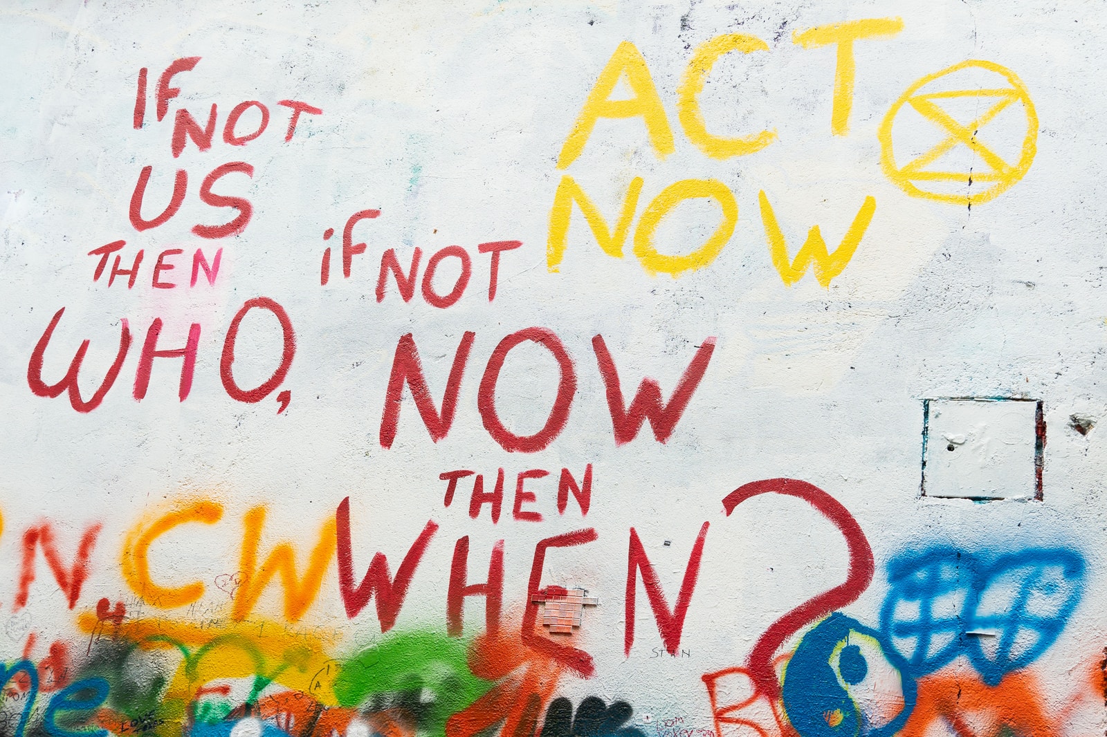 Photo by Rod Long painting if not us then who, if not now then when