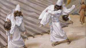 Detail from James Tissot's "The Dead Bodies Carried Away (Les cadavres emportés)," c. 1896-1902.